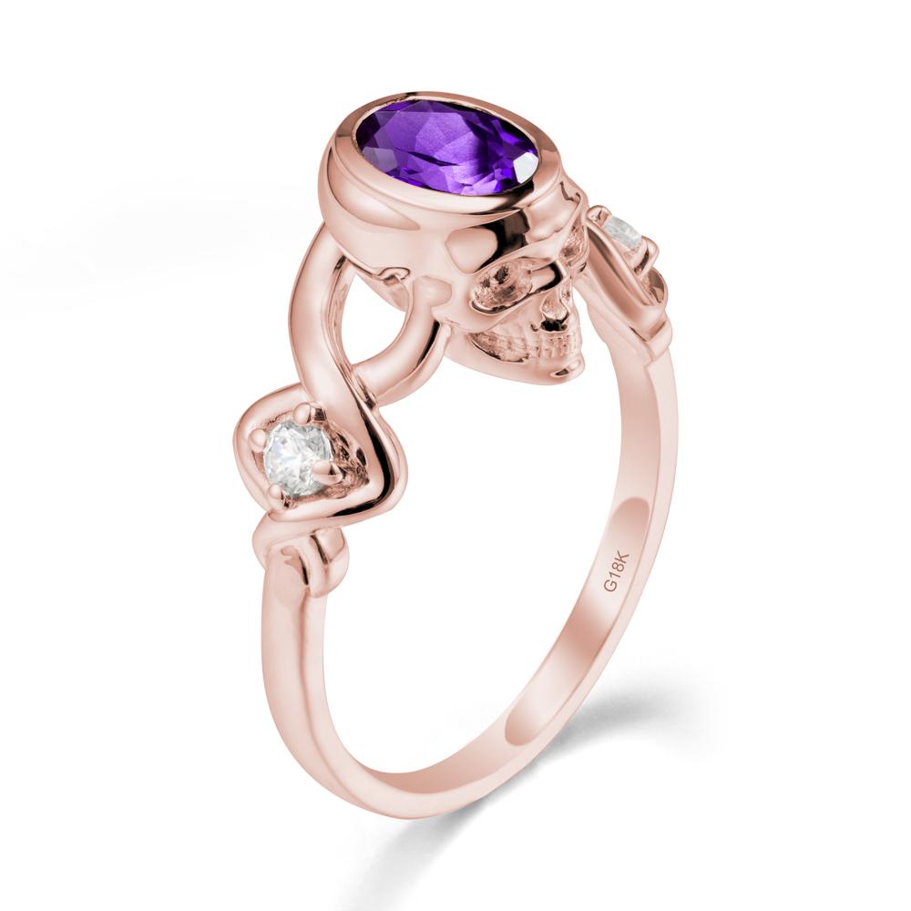Halloween Skull Oval Amethyst Ring - LUO Jewelry #metal_18k rose gold