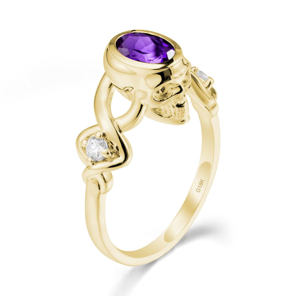 Halloween Skull Oval Amethyst Ring - LUO Jewelry #metal_18k yellow gold