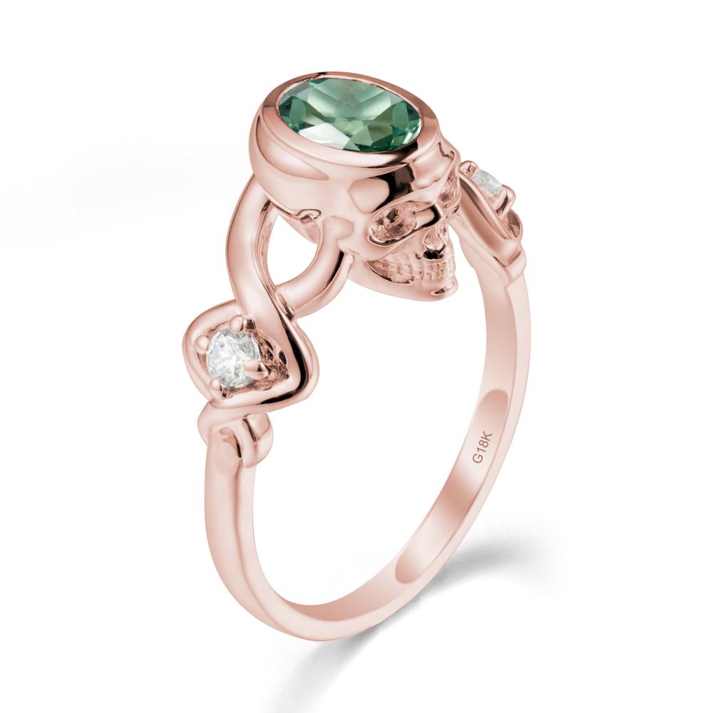 Gothic Skull Green Sapphire Ring - LUO Jewelry #metal_18k rose gold
