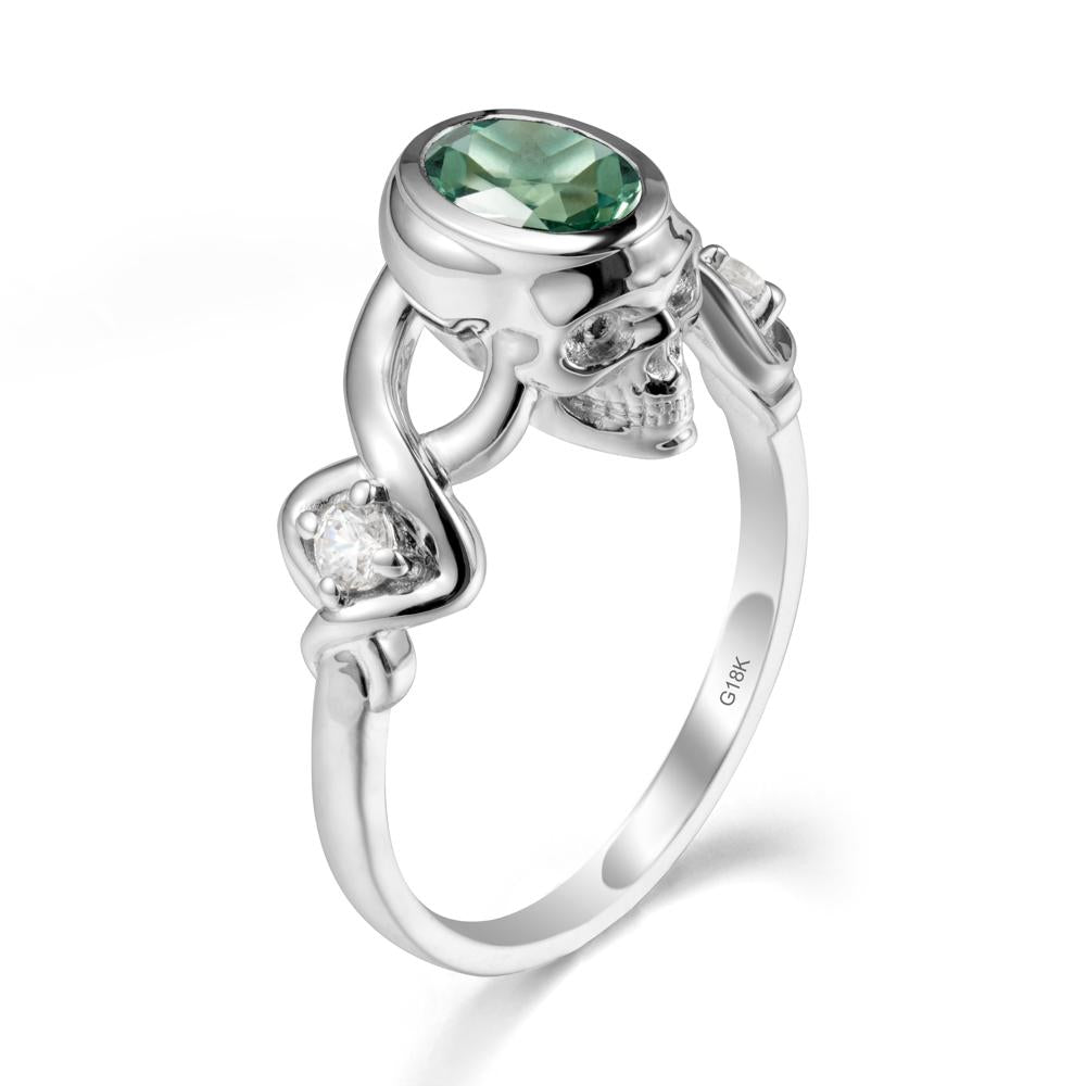 Gothic Skull Green Sapphire Ring - LUO Jewelry #metal_18k white gold