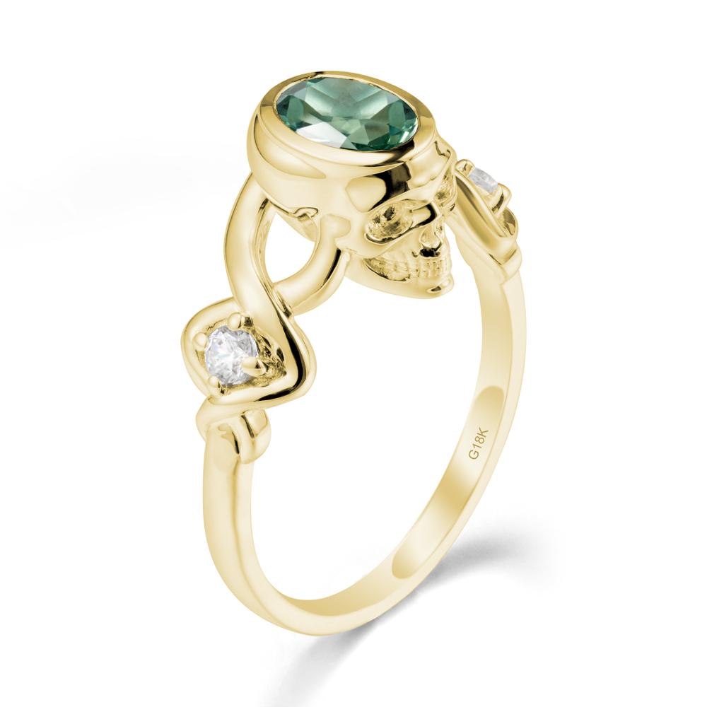 Gothic Skull Green Sapphire Ring - LUO Jewelry #metal_18k yellow gold
