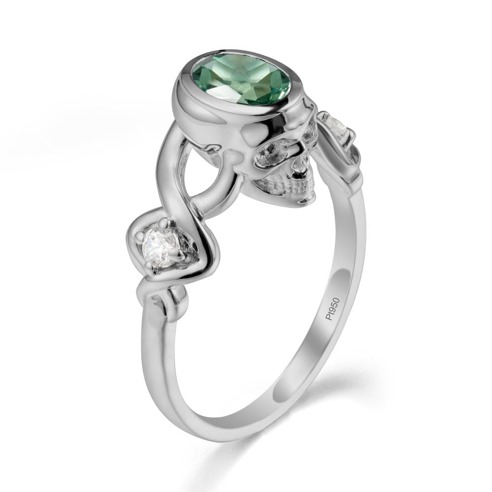 Gothic Skull Green Sapphire Ring - LUO Jewelry #metal_platinum