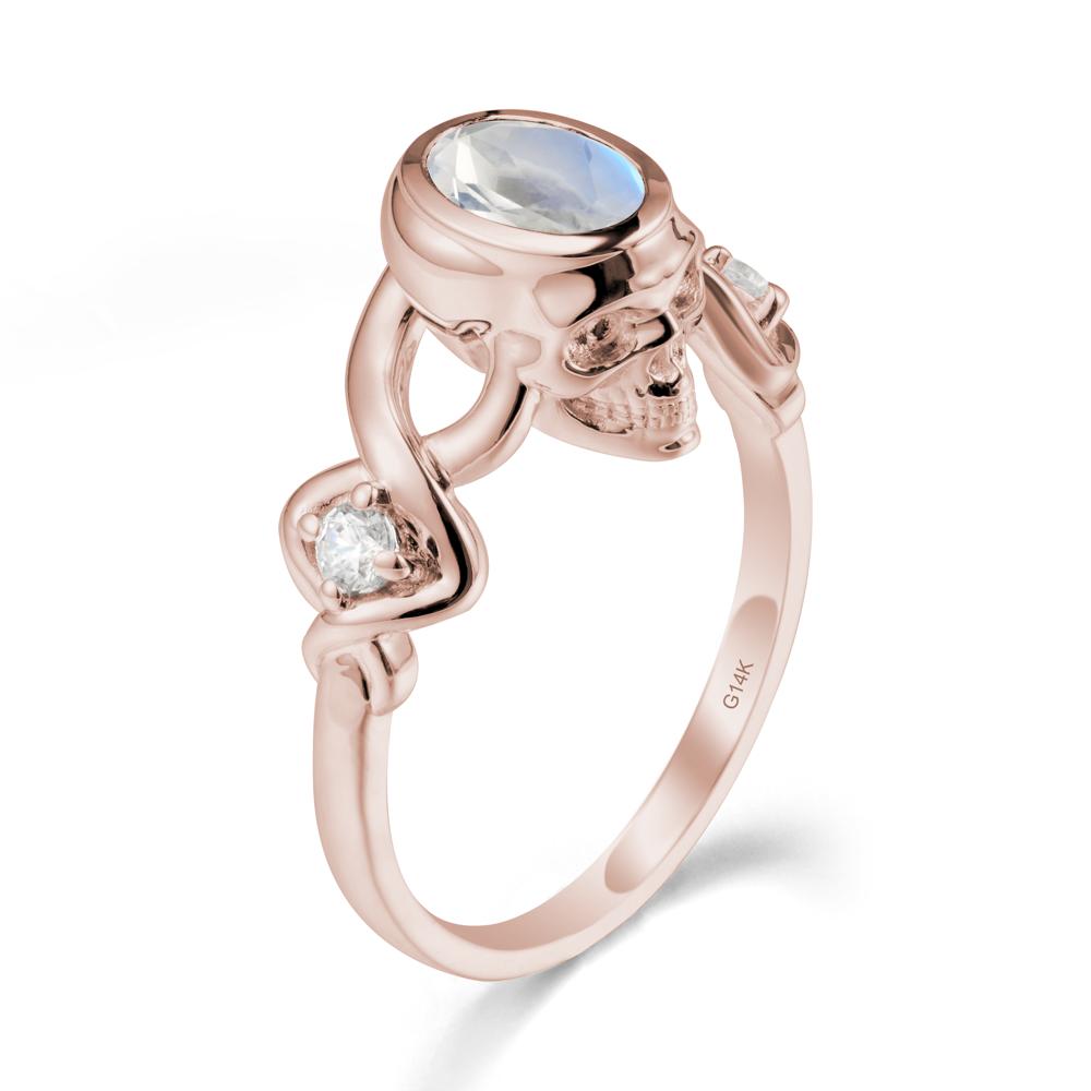 Halloween Skull Oval Moonstone Ring - LUO Jewelry #metal_14k rose gold
