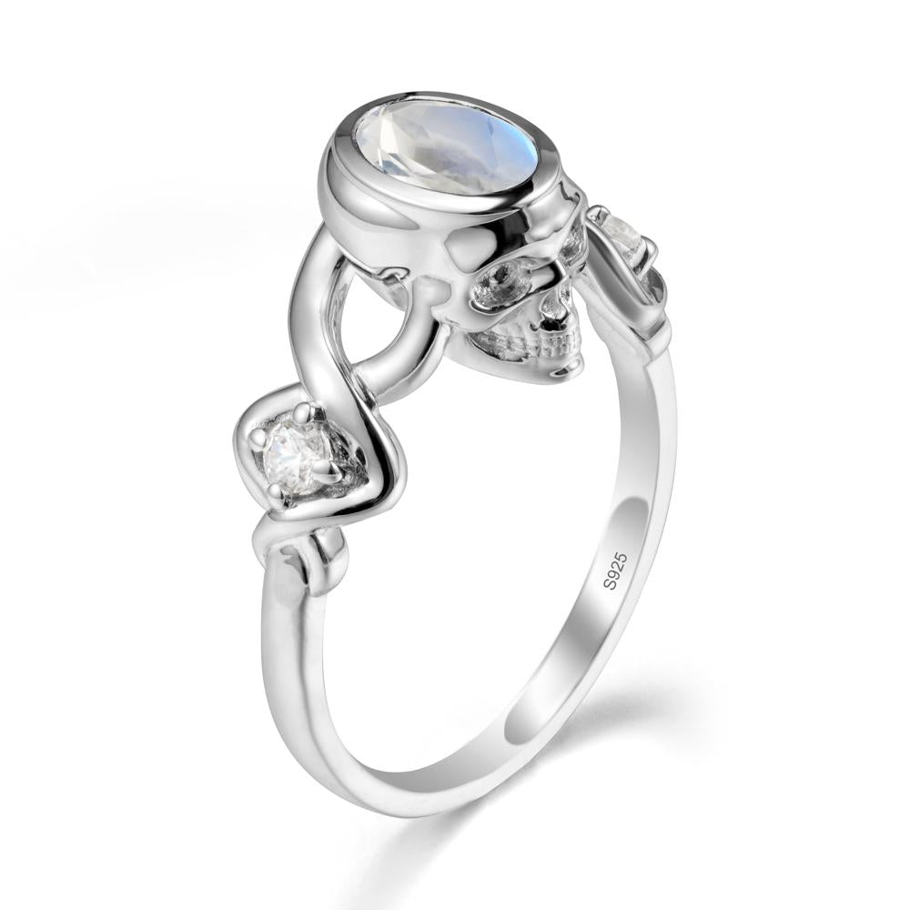 Halloween Skull Oval Moonstone Ring - LUO Jewelry #metal_sterling silver