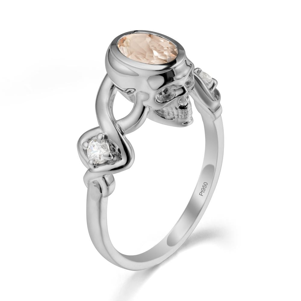 Unique Bezel Setting Morganite Skull Ring - LUO Jewelry #metal_platinum