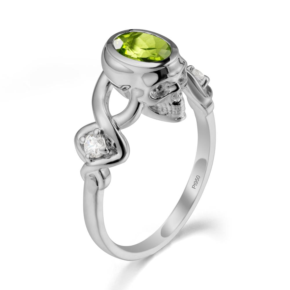 Gothic Skull Peridot Ring - LUO Jewelry #metal_platinum