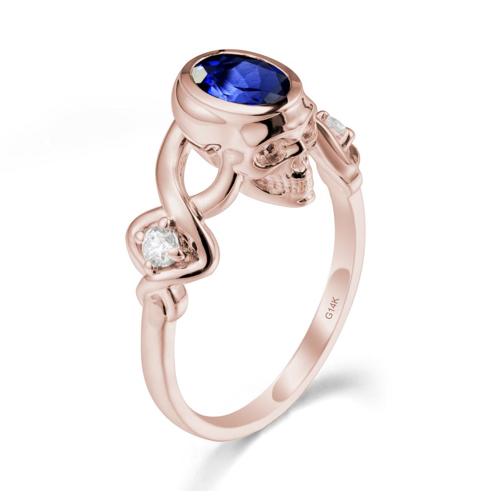 Halloween Skull Oval Sapphire Ring - LUO Jewelry #metal_14k rose gold