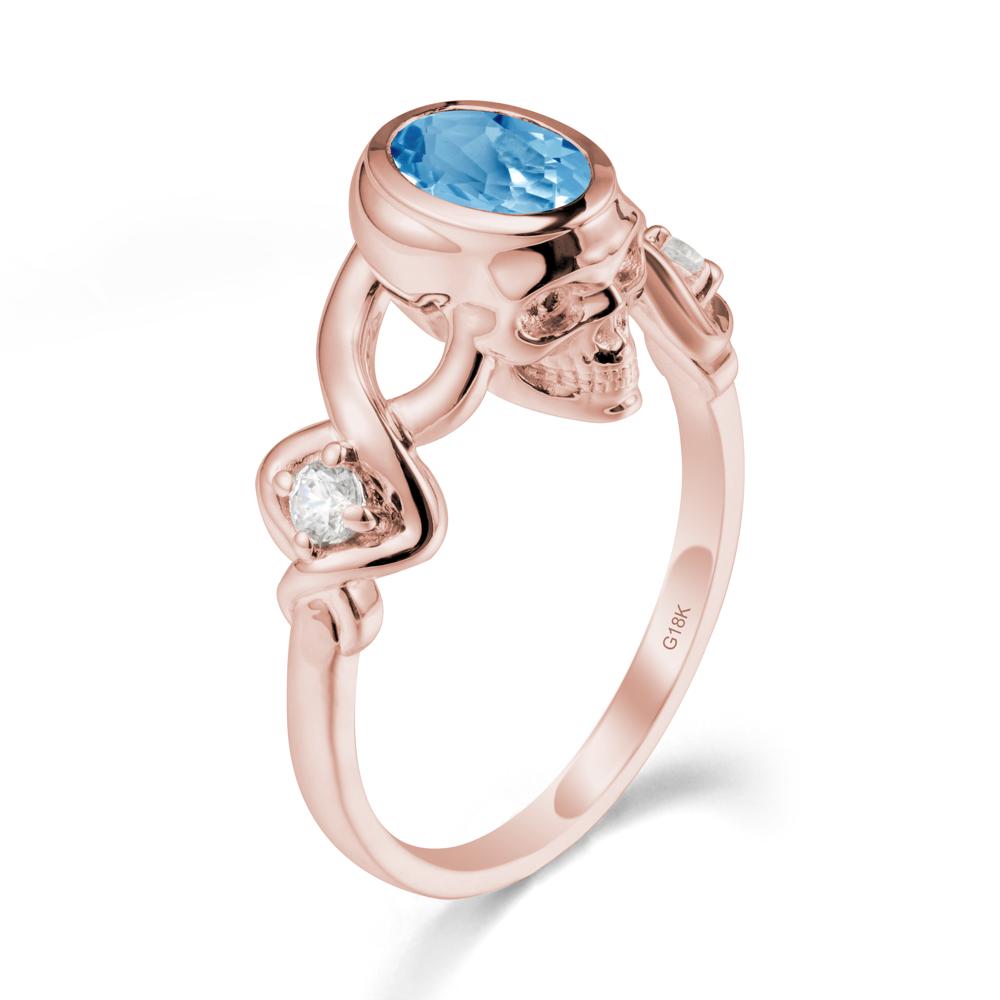 Gothic Skull Swiss Blue Topaz Ring - LUO Jewelry #metal_18k rose gold