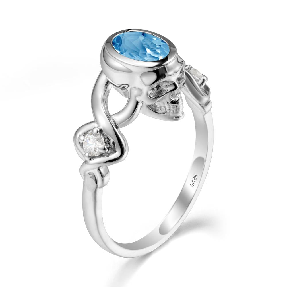Gothic Skull Swiss Blue Topaz Ring - LUO Jewelry #metal_18k white gold