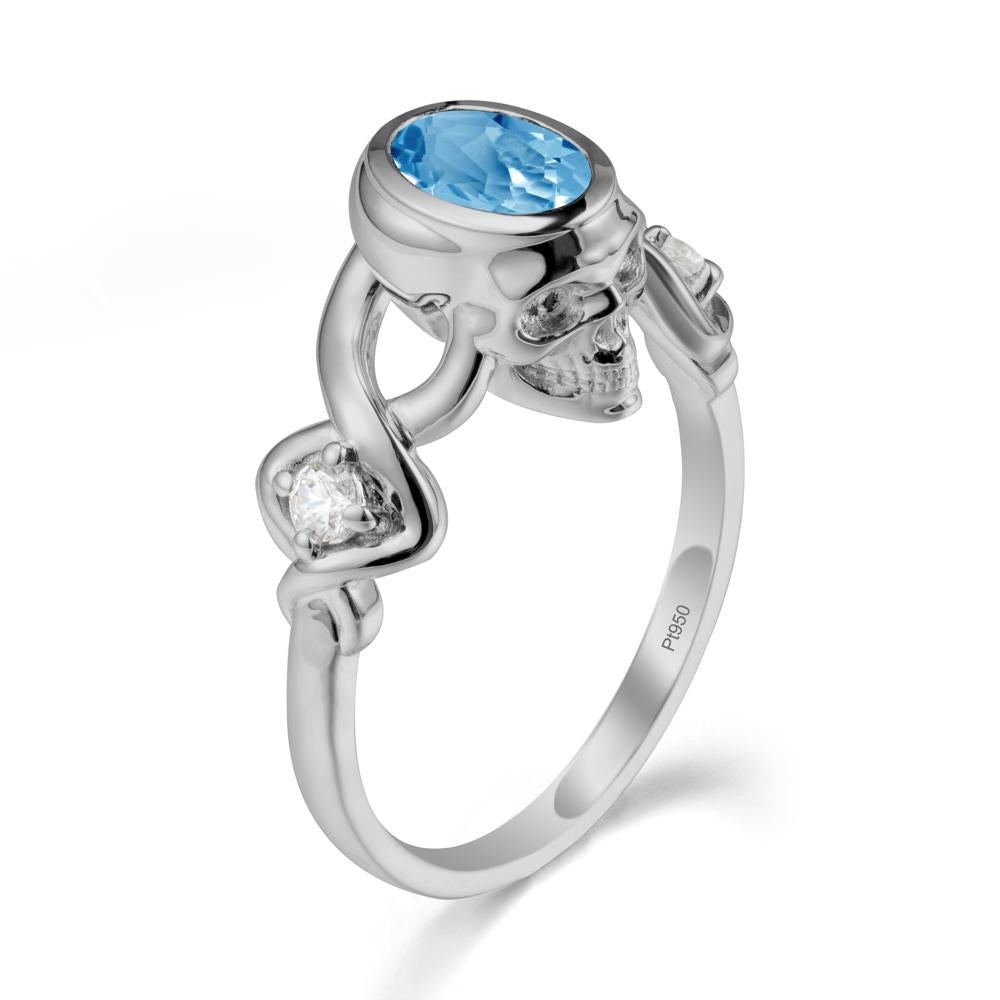 Gothic Skull Swiss Blue Topaz Ring - LUO Jewelry #metal_platinum