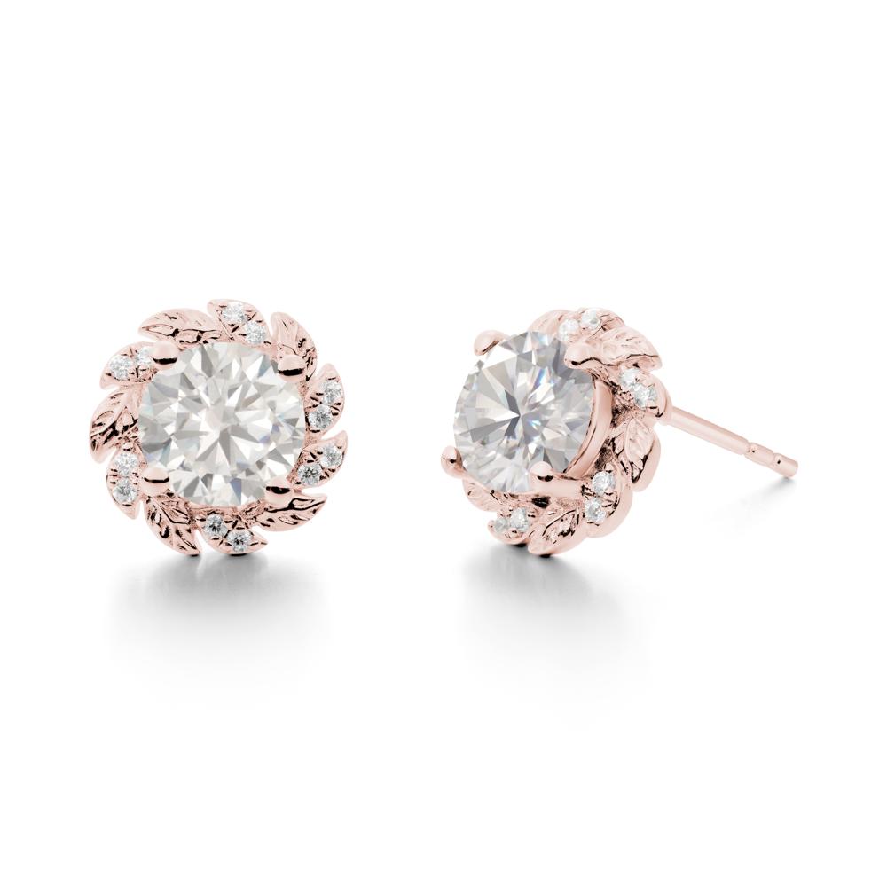 Round Cubic Zirconia Flower Earrings - LUO Jewelry #metal_18k rose gold
