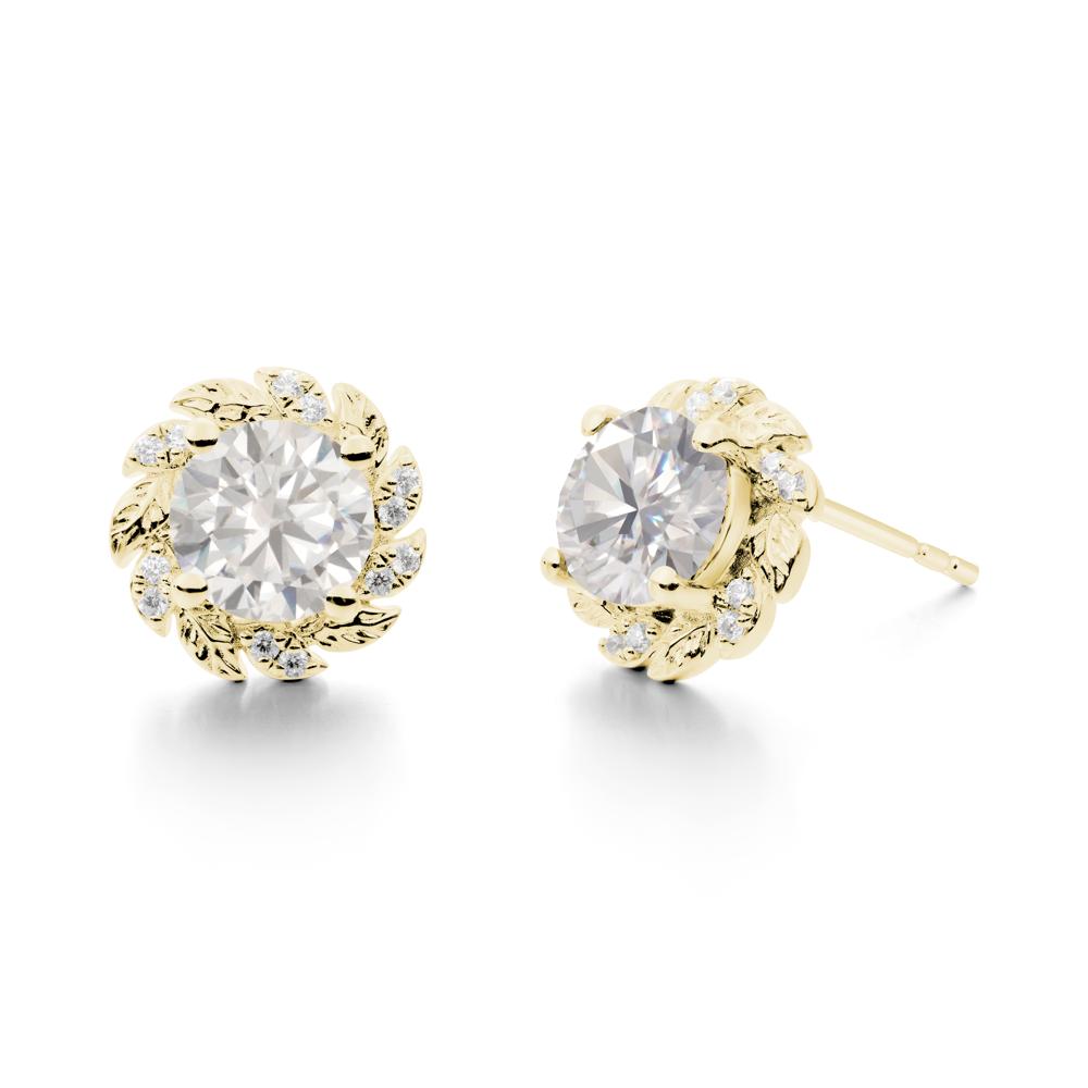 Round Cubic Zirconia Flower Earrings - LUO Jewelry #metal_18k yellow gold