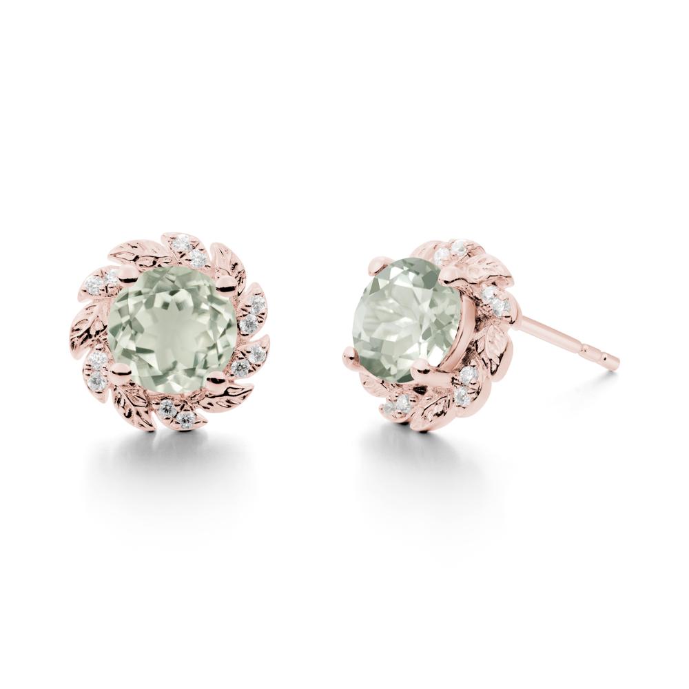 Leaf Halo Green Amethyst Pendant Earrings - LUO Jewelry #metal_18k rose gold