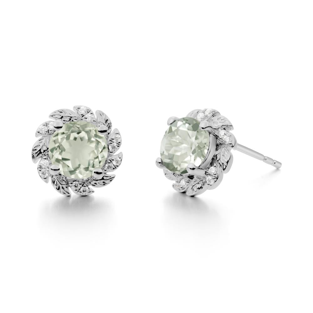 Leaf Halo Green Amethyst Pendant Earrings - LUO Jewelry #metal_platinum