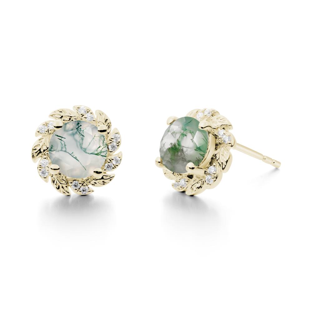 Leaf Halo Moss Agate Pendant Earrings - LUO Jewelry #metal_14k yellow gold