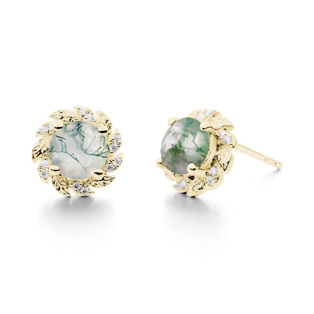 Leaf Halo Moss Agate Pendant Earrings - LUO Jewelry #metal_18k yellow gold