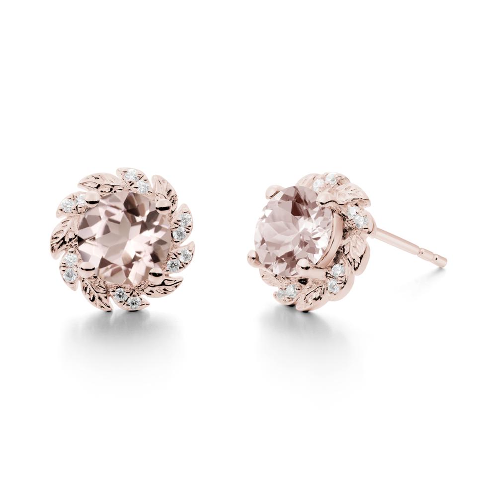 Leaf Halo Morganite Pendant Earrings - LUO Jewelry #metal_14k rose gold