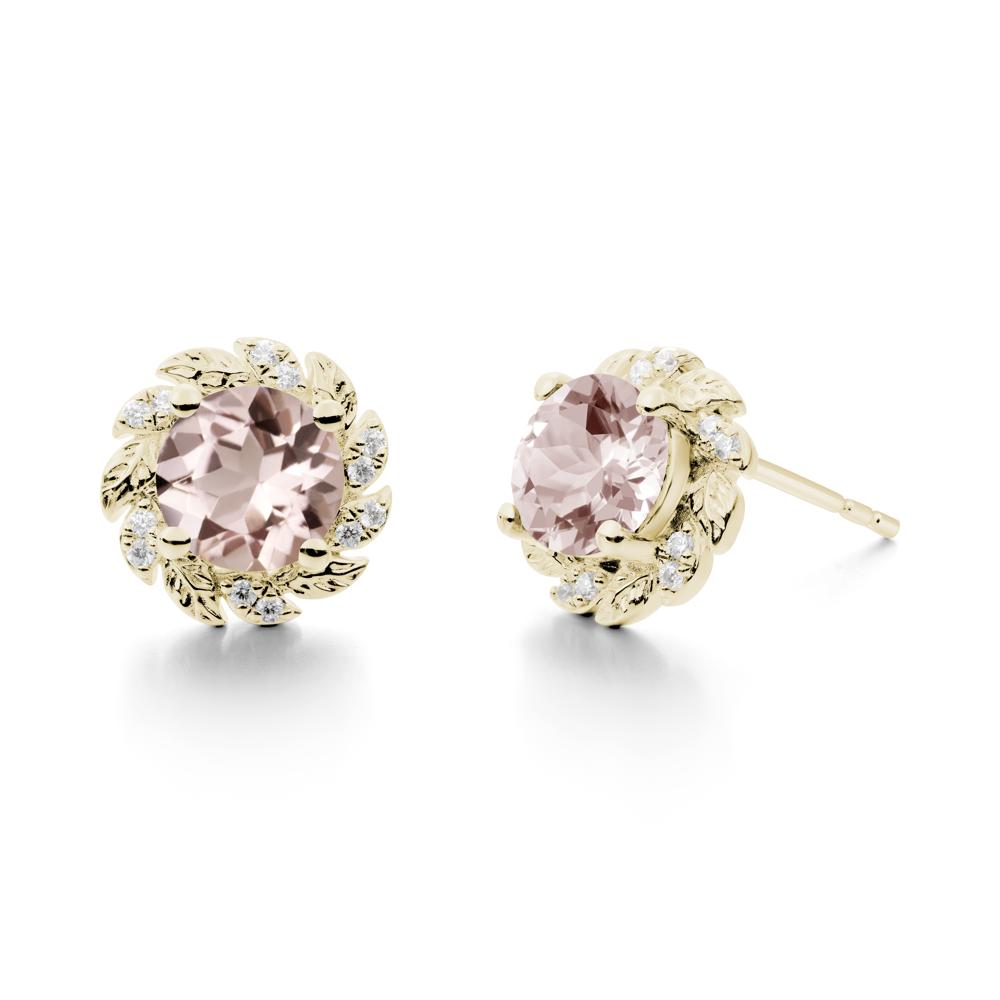 Leaf Halo Morganite Pendant Earrings - LUO Jewelry #metal_14k yellow gold