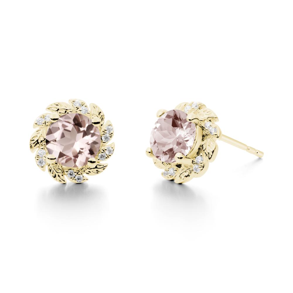 Leaf Halo Morganite Pendant Earrings - LUO Jewelry #metal_18k yellow gold