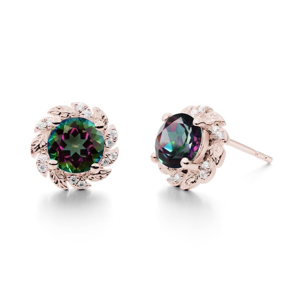 Round Mystic Topaz Flower Earrings - LUO Jewelry #metal_14k rose gold
