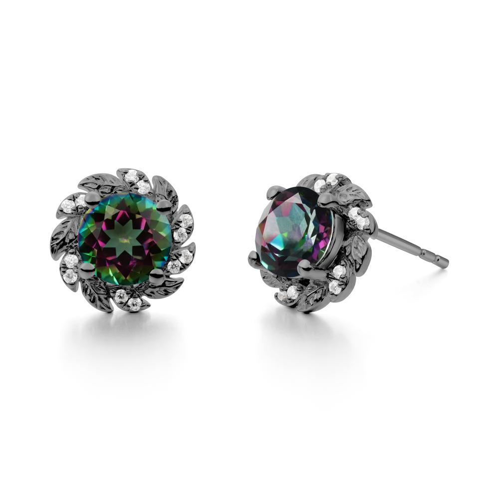 Round Mystic Topaz Flower Earrings - LUO Jewelry #metal_black finish sterling silver