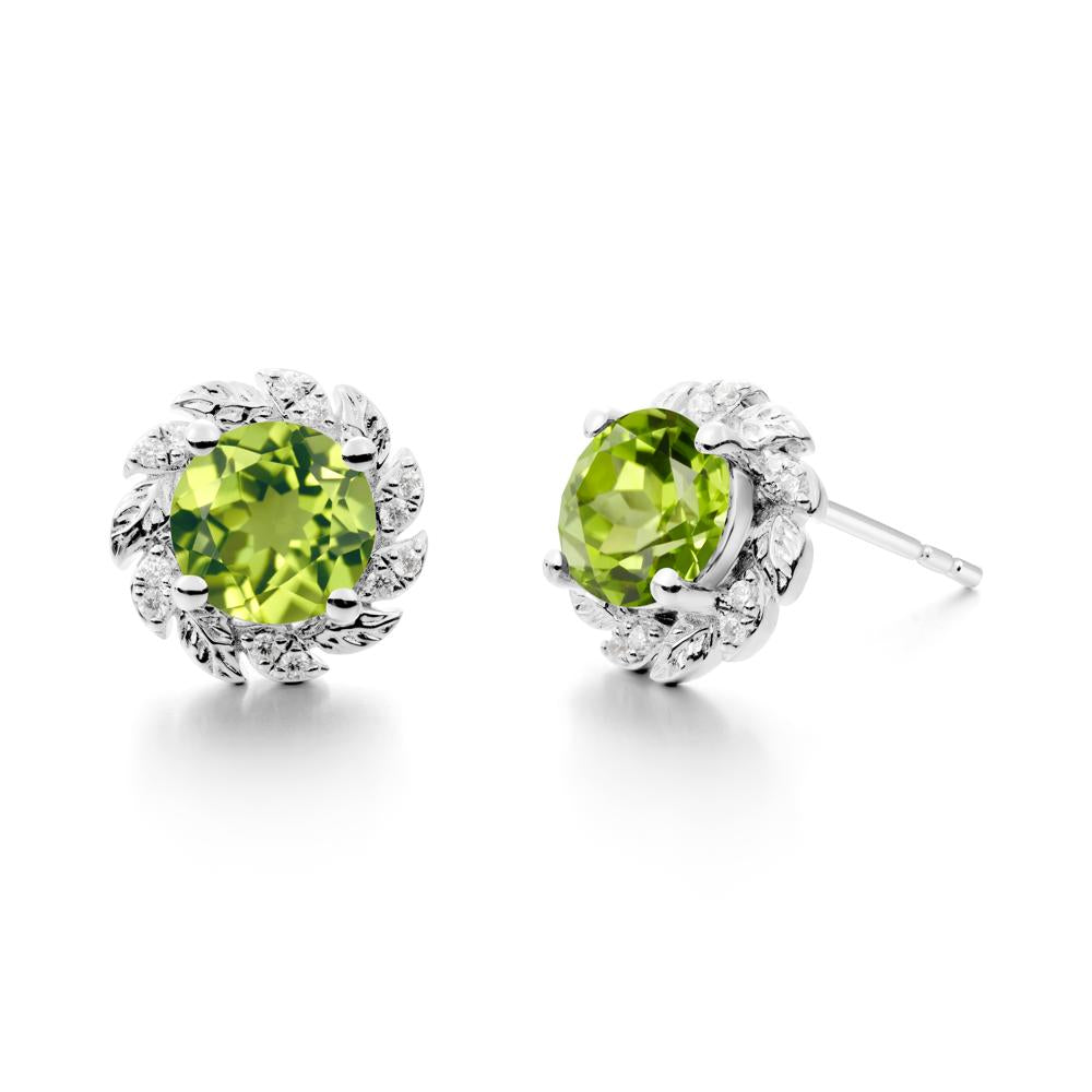 Leaf Halo Peridot Pendant Earrings - LUO Jewelry #metal_18k white gold