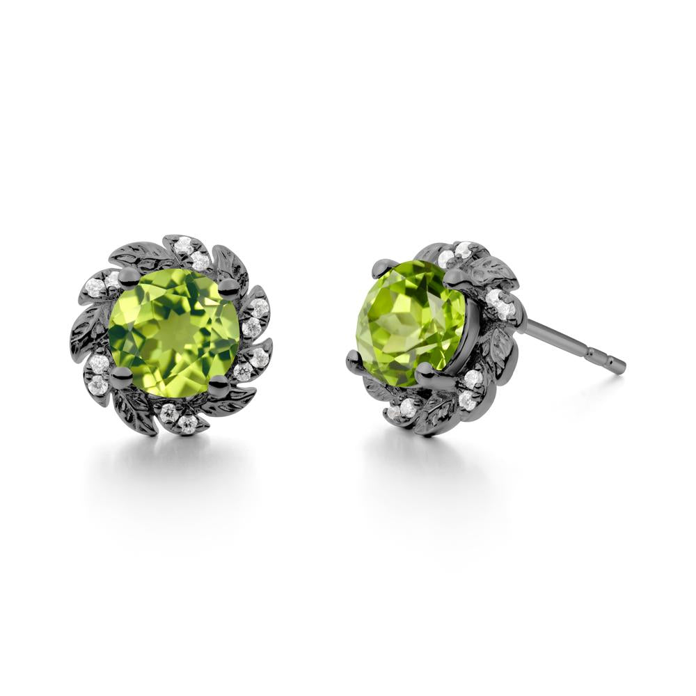 Leaf Halo Peridot Pendant Earrings - LUO Jewelry #metal_black finish sterling silver
