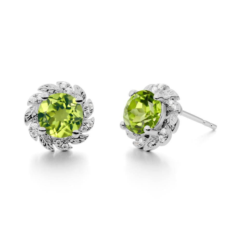 Leaf Halo Peridot Pendant Earrings - LUO Jewelry #metal_platinum