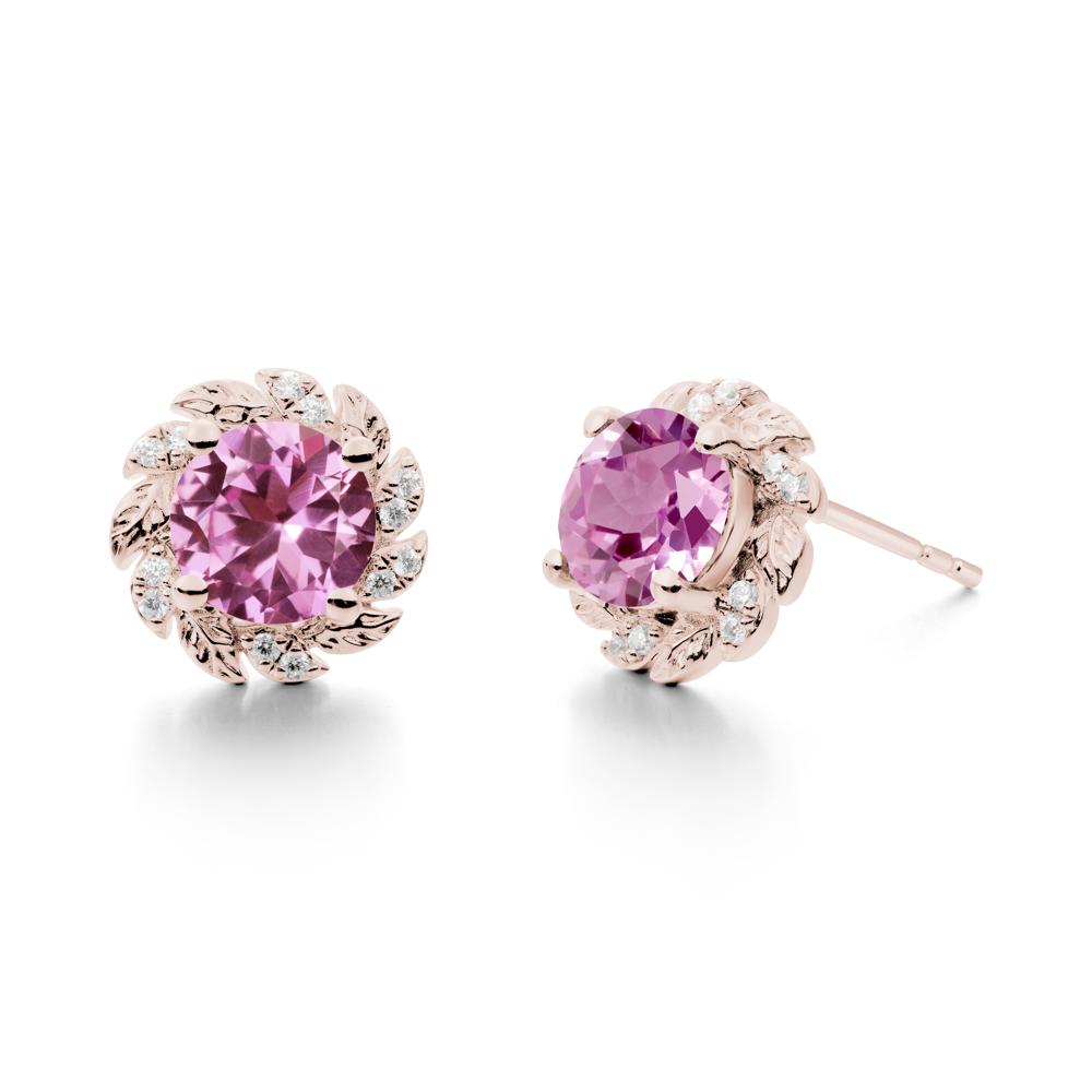 Leaf Halo Pink Sapphire Pendant Earrings - LUO Jewelry #metal_14k rose gold