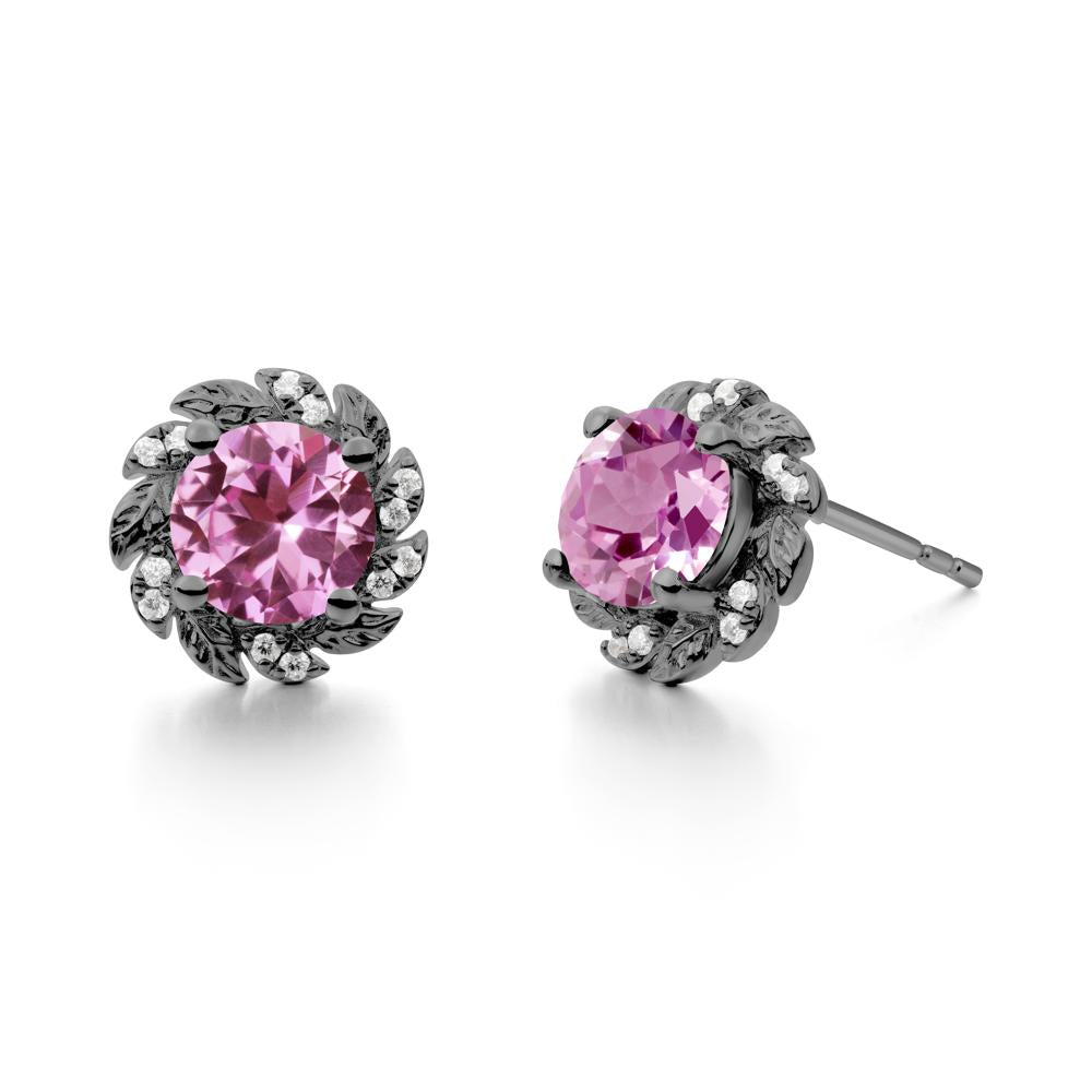 Leaf Halo Pink Sapphire Pendant Earrings - LUO Jewelry #metal_black finish sterling silver
