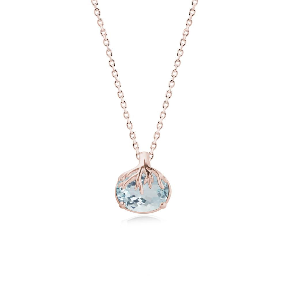 Nature Inspired Oval Aquamarine Necklace - LUO Jewelry #metal_14k rose gold
