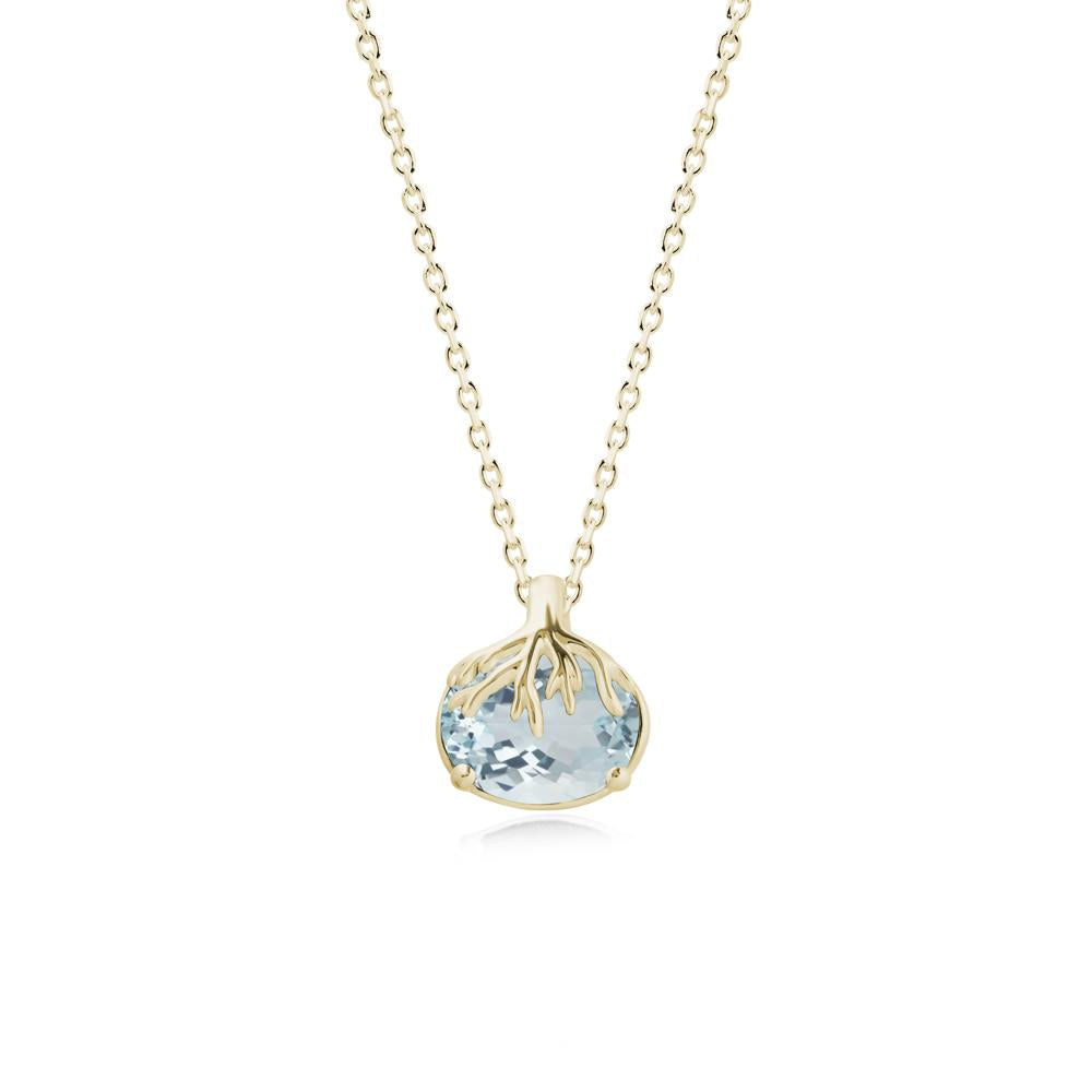 Nature Inspired Oval Aquamarine Necklace - LUO Jewelry #metal_14k yellow gold