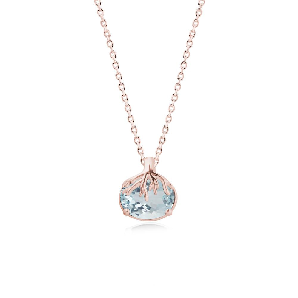Nature Inspired Oval Aquamarine Necklace - LUO Jewelry #metal_18k rose gold