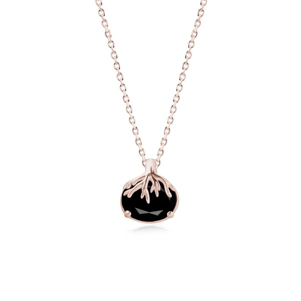 Tree Root Inspired Oval Black Spinel Necklace - LUO Jewelry #metal_14k rose gold