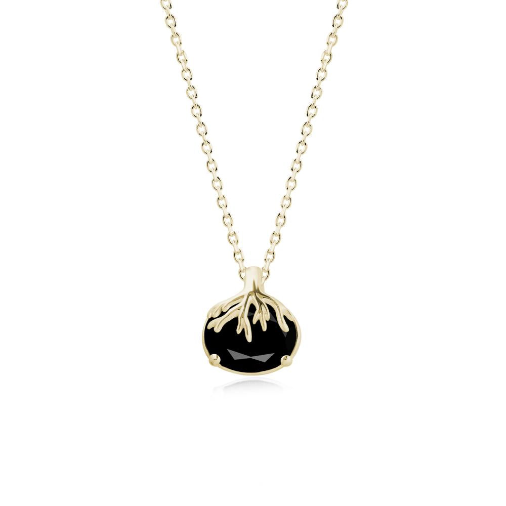 Tree Root Inspired Oval Black Spinel Necklace - LUO Jewelry #metal_14k yellow gold