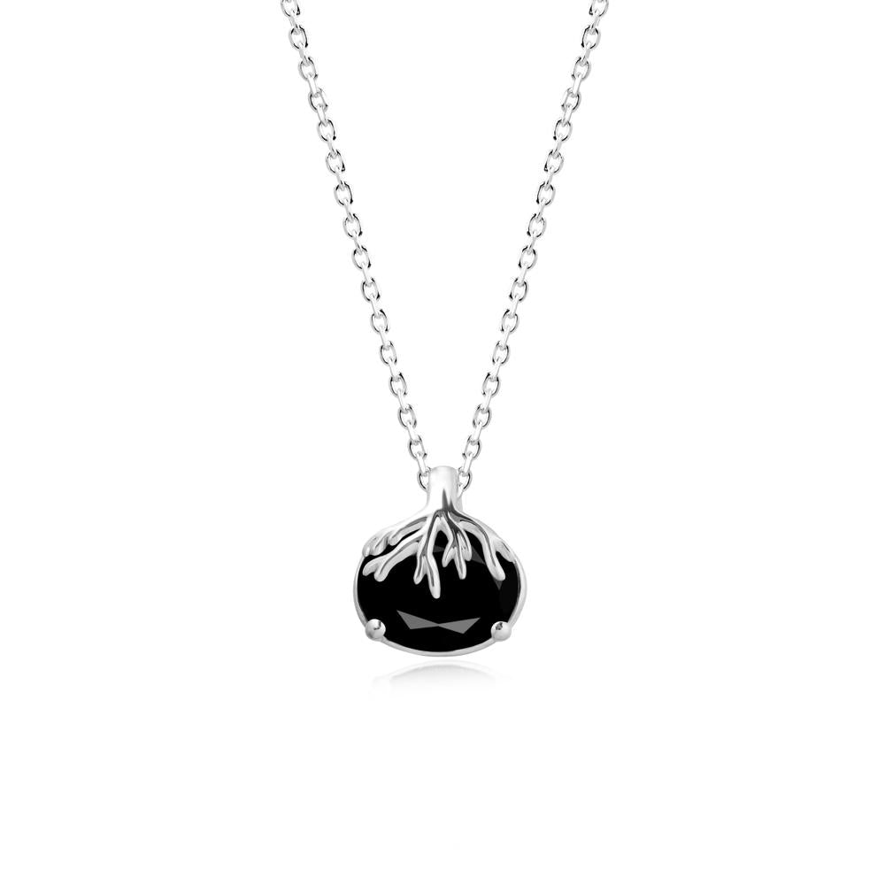 Tree Root Inspired Oval Black Spinel Necklace - LUO Jewelry #metal_sterling silver