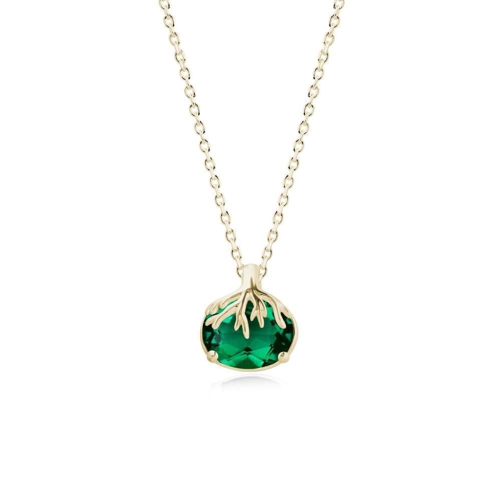 Nature Inspired Oval Emerald Necklace - LUO Jewelry #metal_14k yellow gold