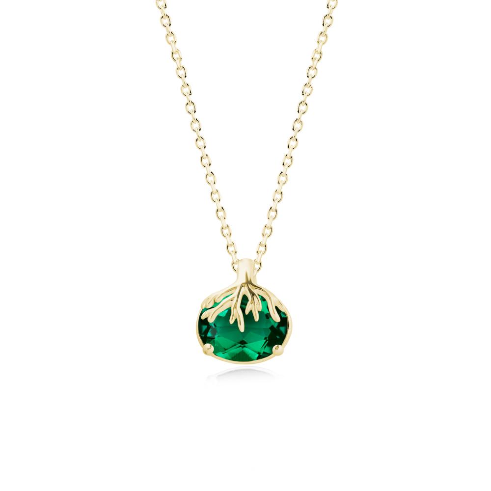 Nature Inspired Oval Emerald Necklace - LUO Jewelry #metal_18k yellow gold