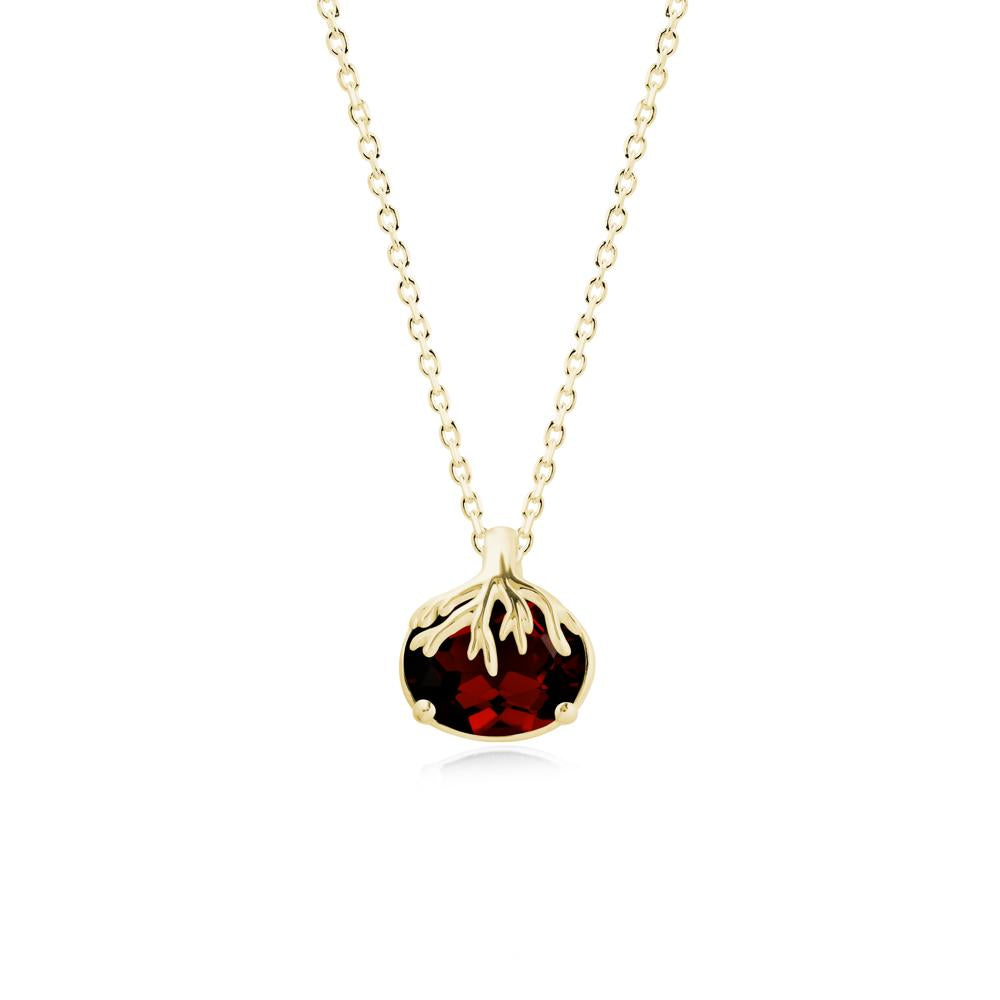 Tree Root Inspired Oval Garnet Necklace - LUO Jewelry #metal_18k yellow gold