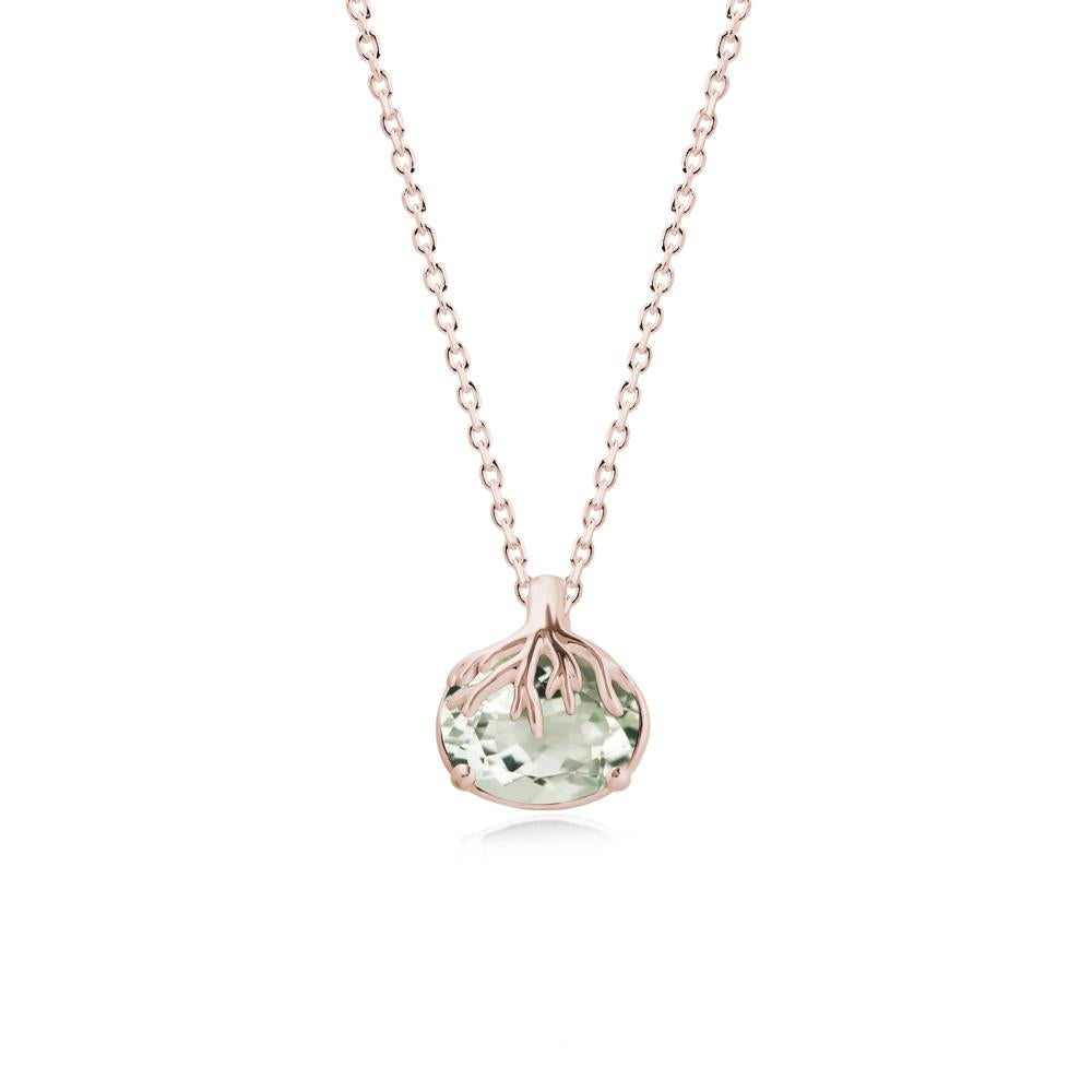 Tree Root Inspired Oval Green Amethyst Pendant - LUO Jewelry #metal_14k rose gold