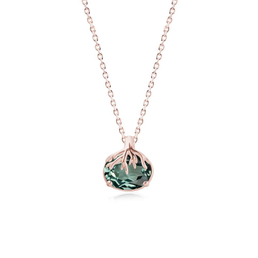 Nature Inspired Oval Green Sapphire Necklace - LUO Jewelry #metal_18k rose gold