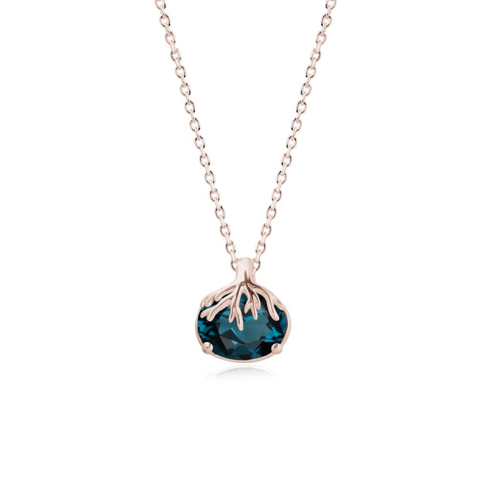 Tree Root Inspired Oval London Blue Topaz Pendant - LUO Jewelry #metal_14k rose gold