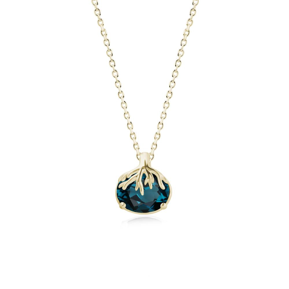 Tree Root Inspired Oval London Blue Topaz Pendant - LUO Jewelry #metal_14k yellow gold