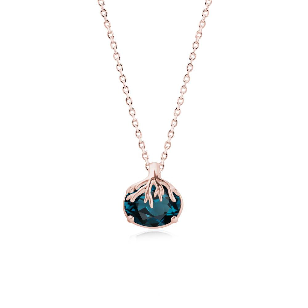 Tree Root Inspired Oval London Blue Topaz Pendant - LUO Jewelry #metal_18k rose gold