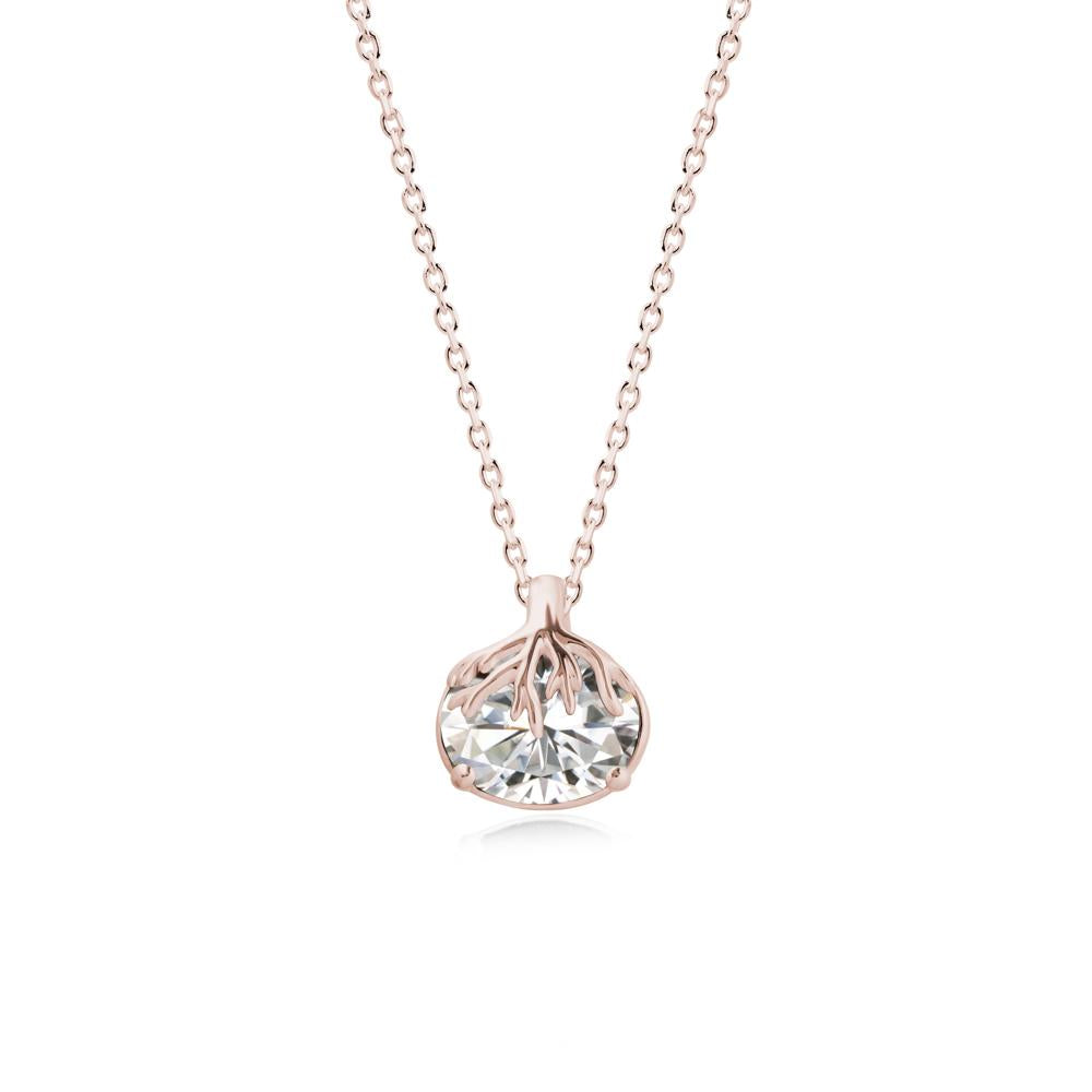 Nature Inspired Oval Moissanite Necklace - LUO Jewelry #metal_14k rose gold