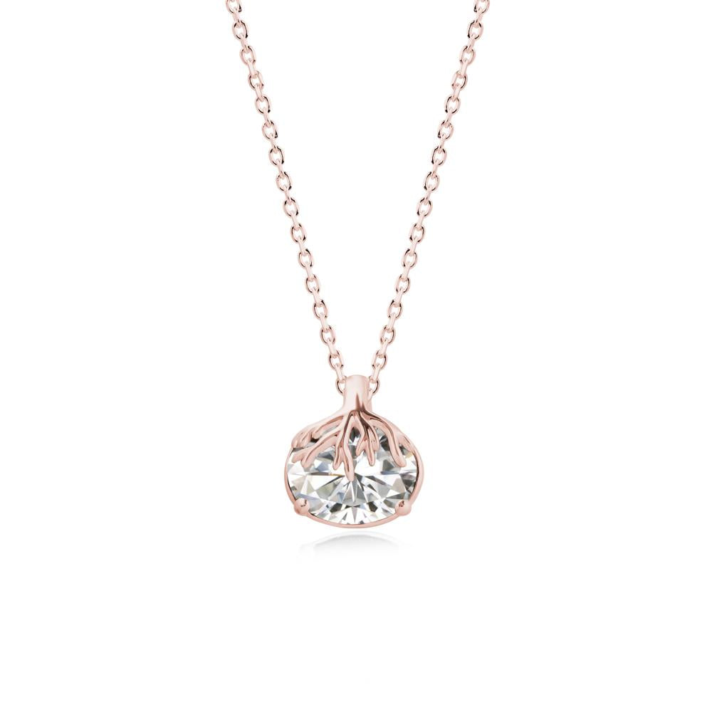 Nature Inspired Oval Moissanite Necklace - LUO Jewelry #metal_18k rose gold