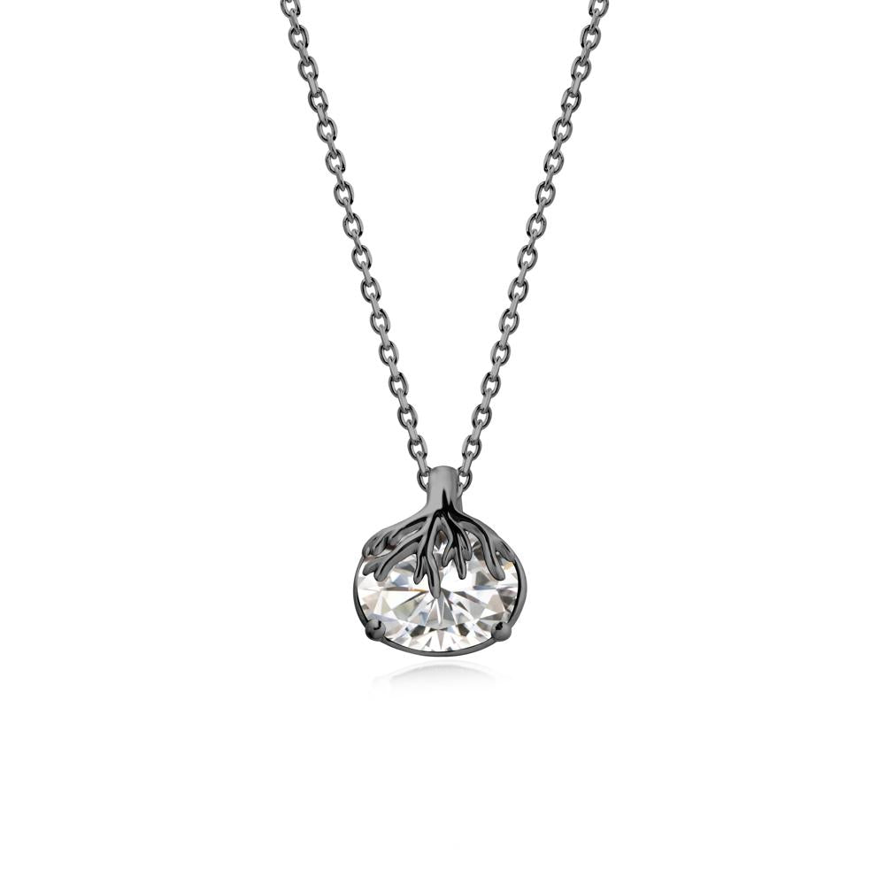 Nature Inspired Oval Moissanite Necklace - LUO Jewelry #metal_black finish sterling silver