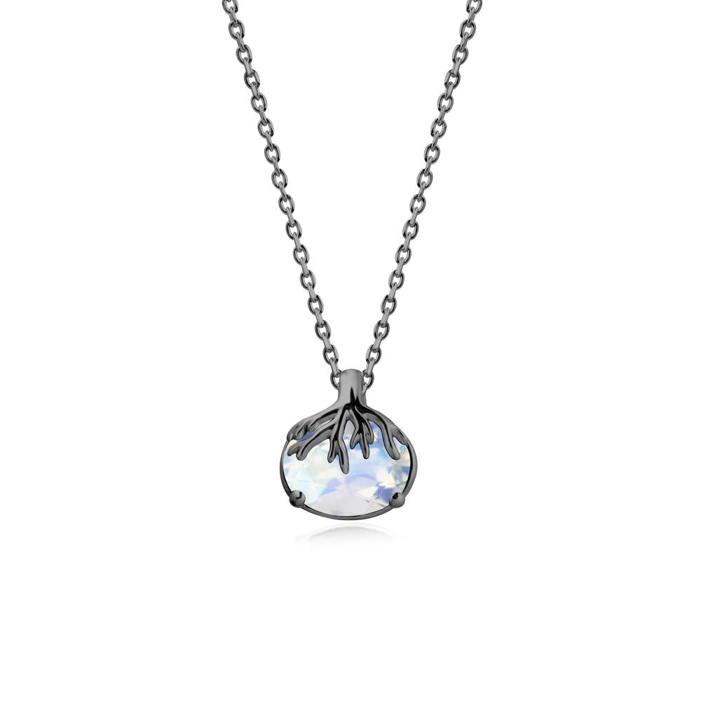 Tree Root Inspired Oval Moonstone Necklace - LUO Jewelry #metal_black finish sterling silver