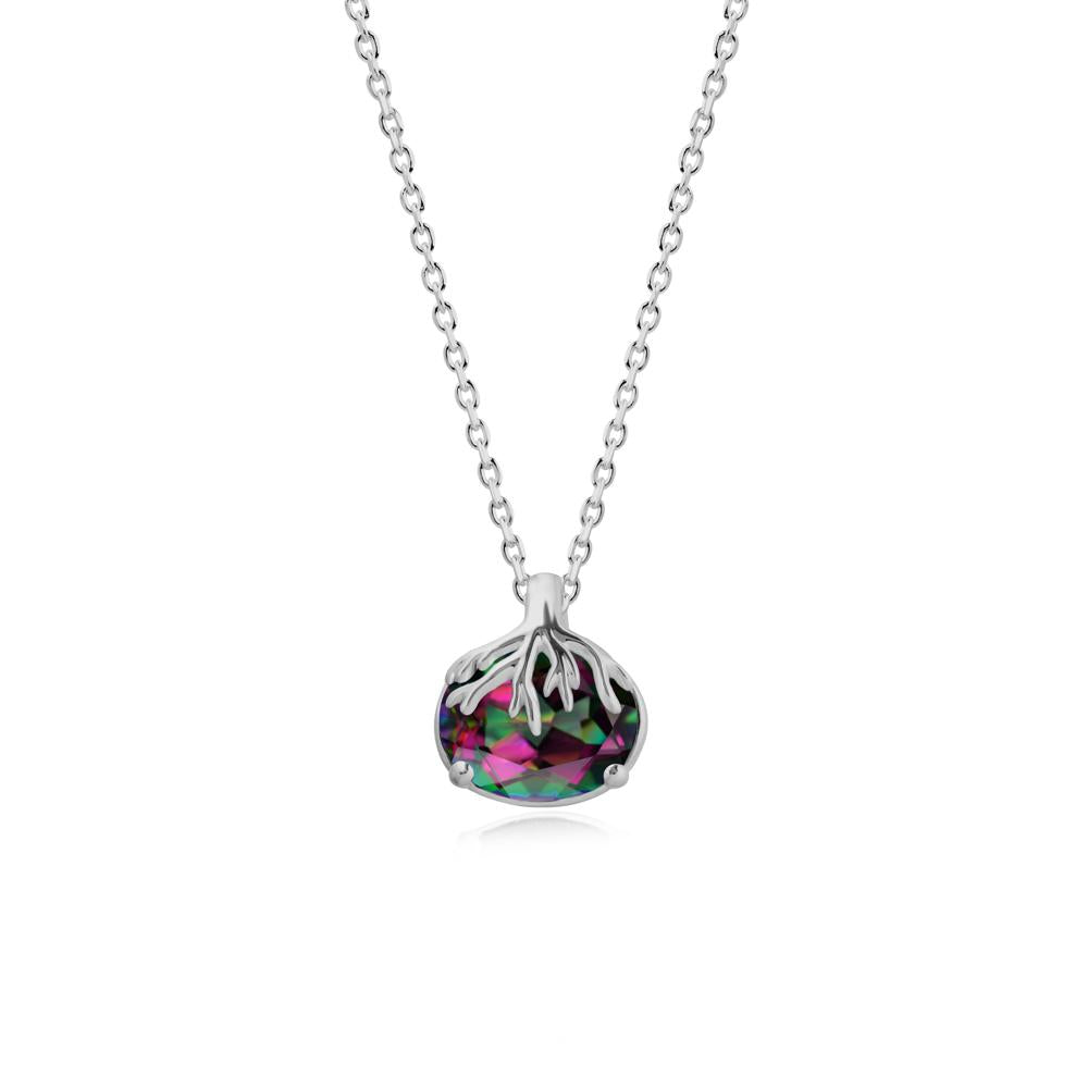 Nature Inspired Oval Mystic Topaz Necklace - LUO Jewelry #metal_platinum