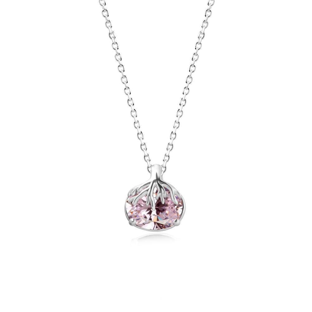 Tree Root Inspired Oval Pink Cubic Zirconia Necklace - LUO Jewelry #metal_18k white gold